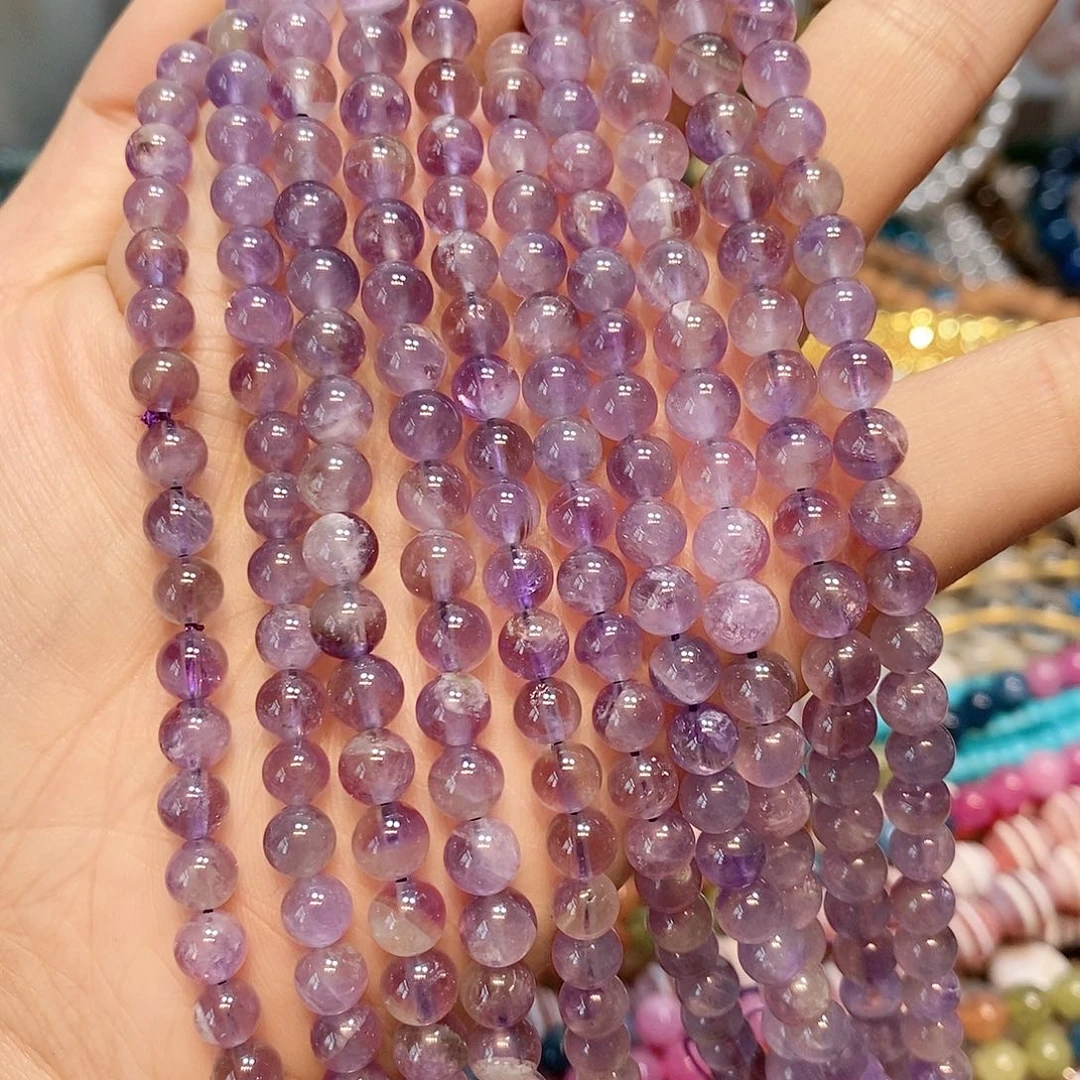 玛瑙/玉髓散珠天然紫水晶6mm一条