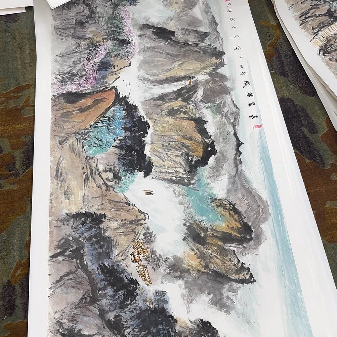 国画四尺山水作品童童