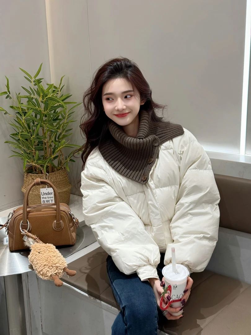 【YQ shopqian专属】宽松小个子白鸭绒加厚外套冬气质短款休闲百搭