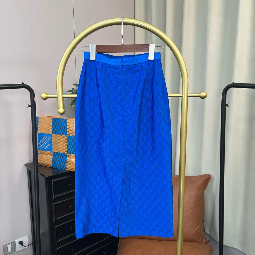 99新 GUCCI/古驰 蓝色满印半身裙 36码 99新