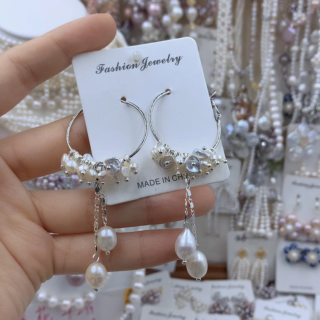 淡水珍珠银S925镶嵌项链耳饰