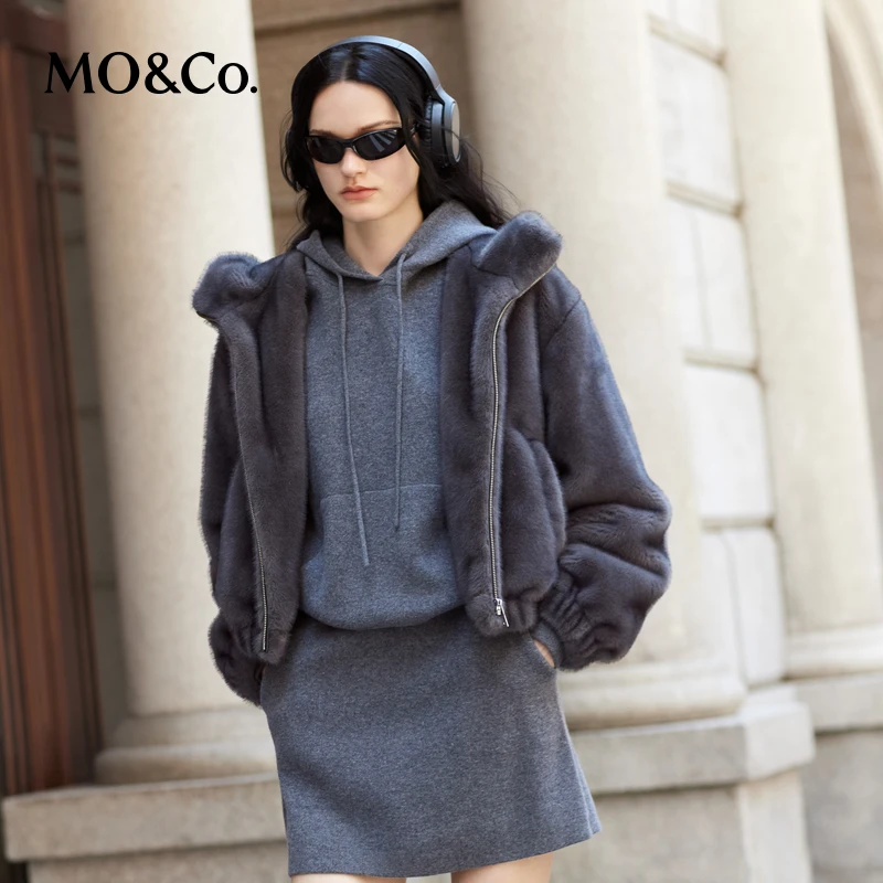 【诗语专属】MOCO毛绒外套冬重工蓬松厚实挺括连帽兜量MBD4COT009