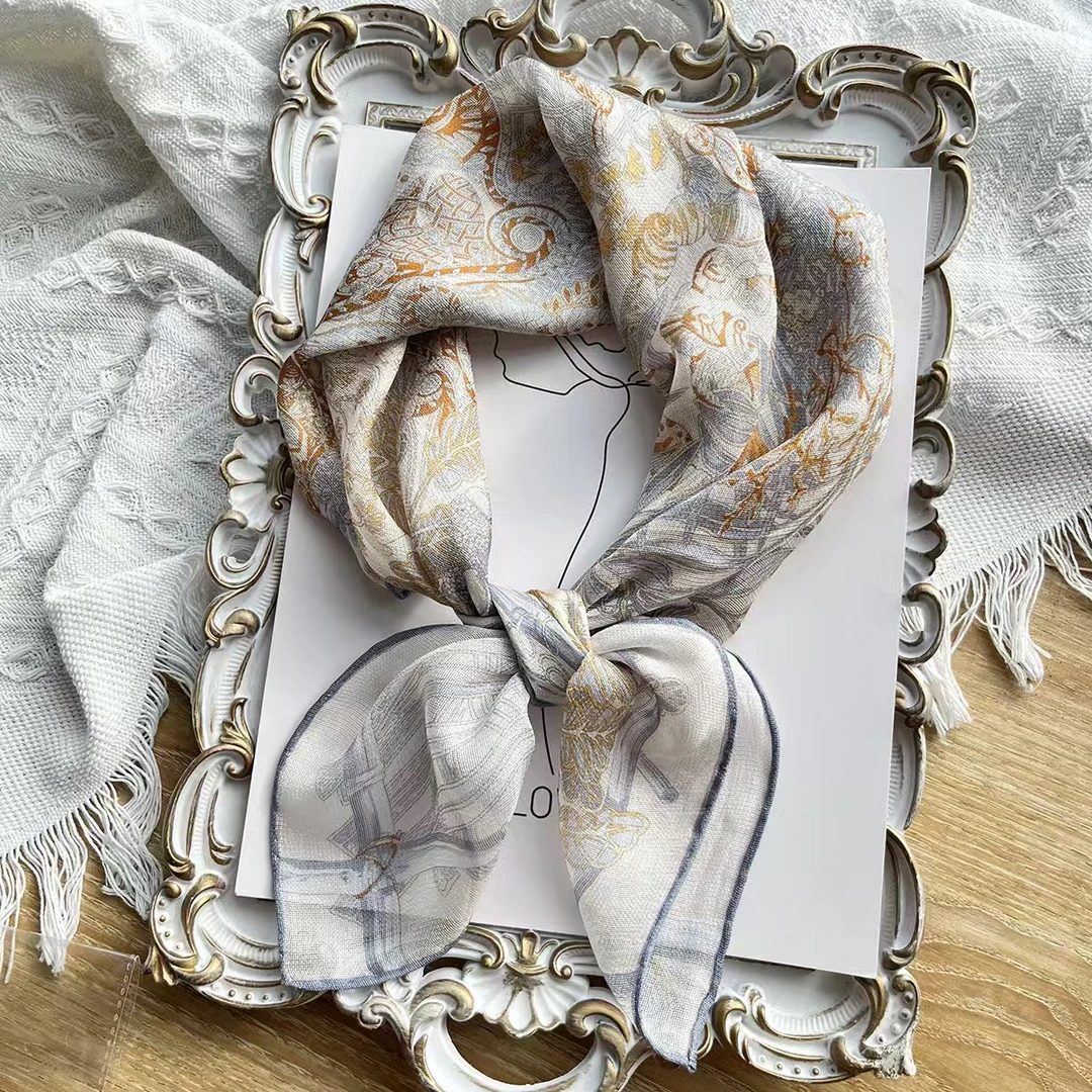 【盛境花园】宫丽65x65cm6A纯100桑蚕丝西丽纱时尚方巾