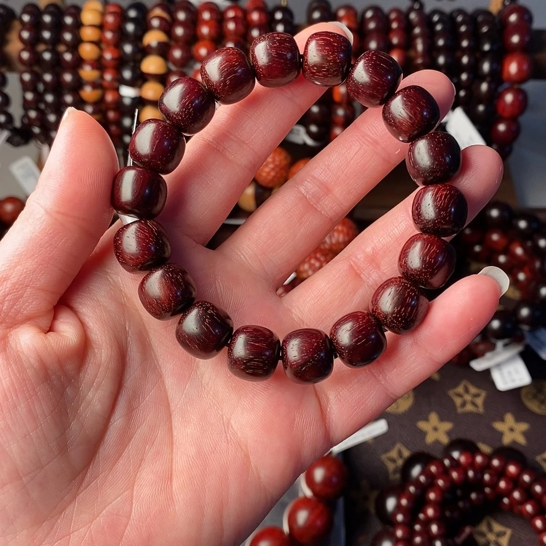 小叶紫檀手串/手链瑕疵珠：原汁原味小叶紫檀11/12老型珠18颗