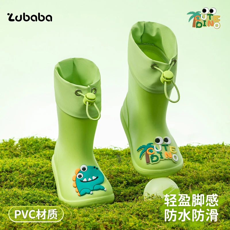 儿童雨鞋男女童宝宝雨靴防滑幼儿园上学专用小男孩防水束口水鞋子