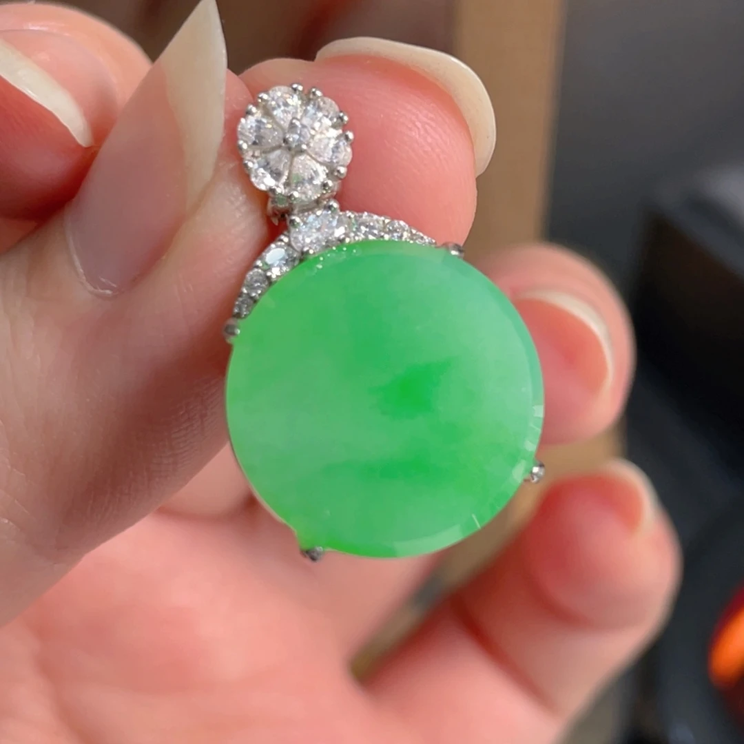 翡翠银S925镶嵌吊坠(不含链)