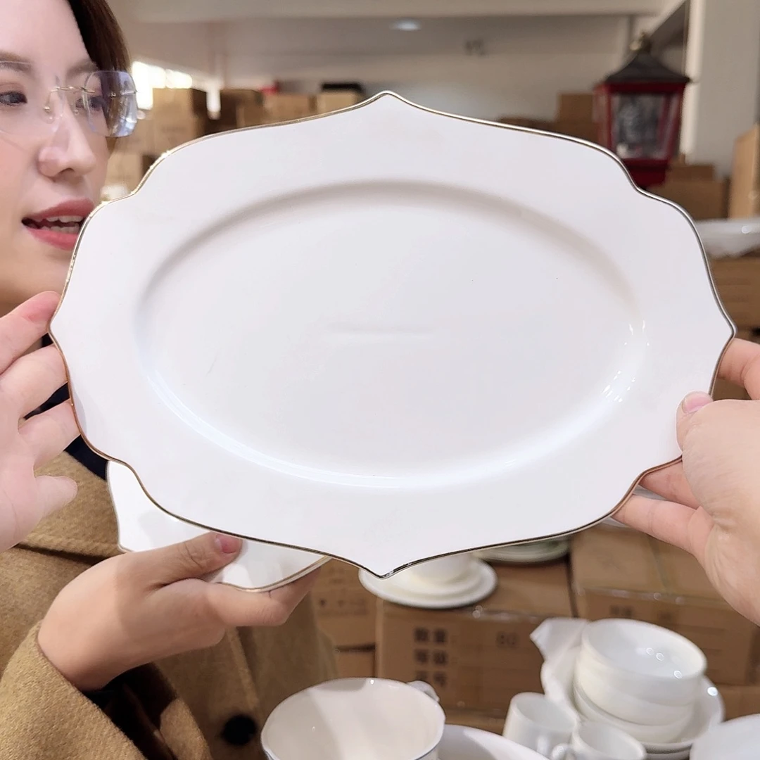 骨瓷12英寸鱼盘30*21cm2个