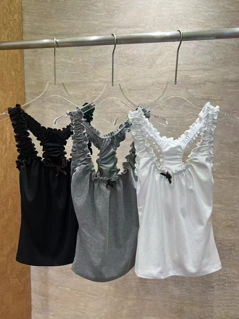 【南油熙熙】时尚法式外穿吊带少女针织小众背心百搭夏季上衣无袖