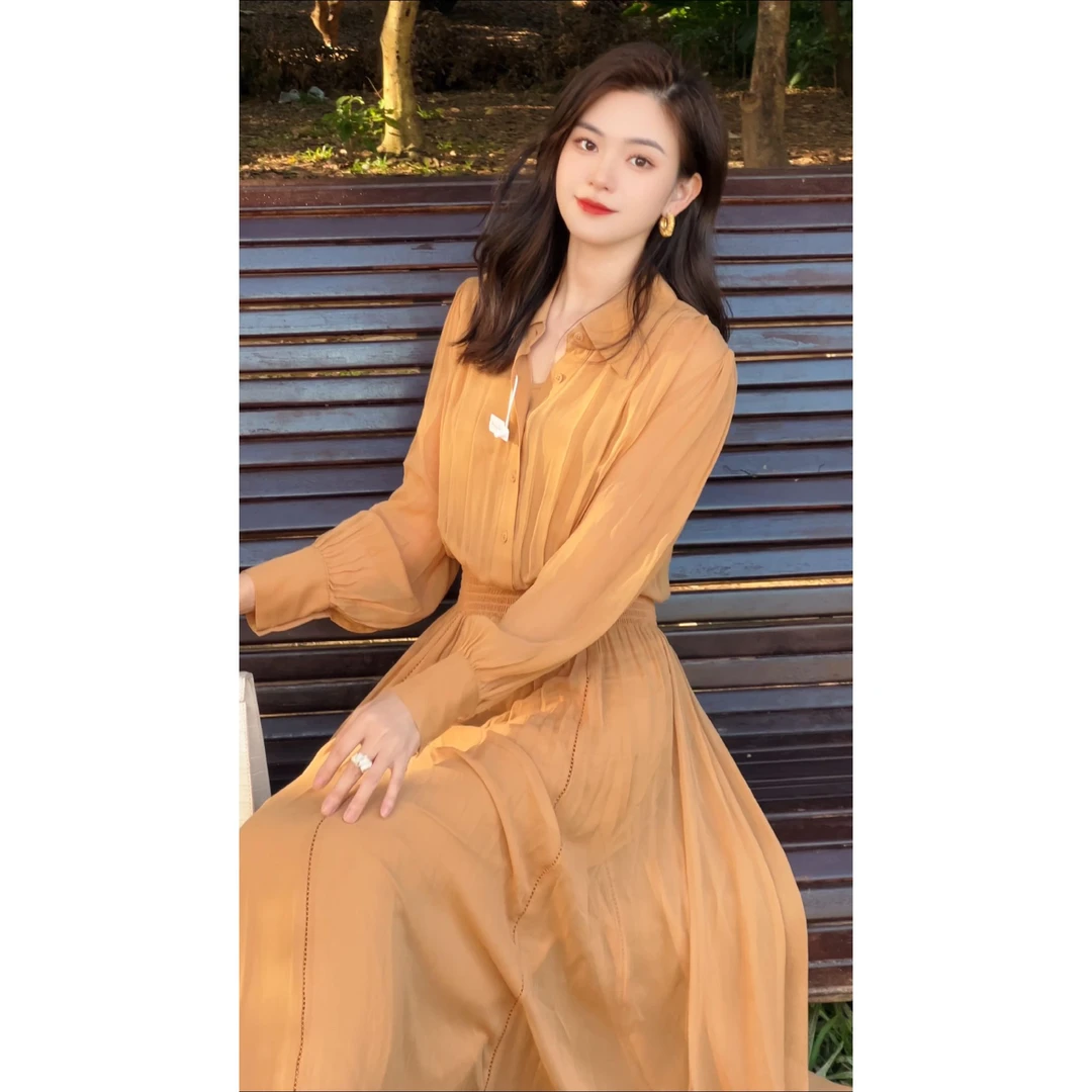 【2025-文文】重磅定制款桑蚕丝POLO领连衣裙组合连接