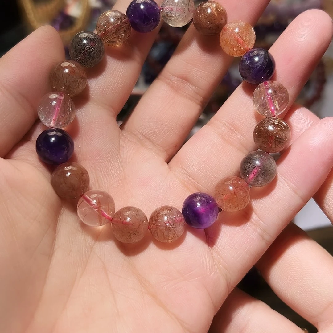 水晶手链未镶嵌黑加仑超七10毫米