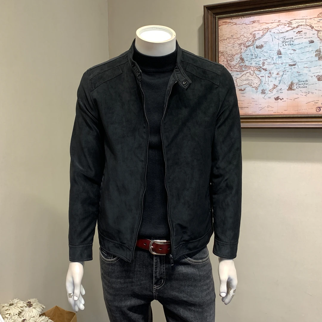 轻奢男装时尚百搭修身帅气2025新款春秋季休闲立领皮夹克外套男士