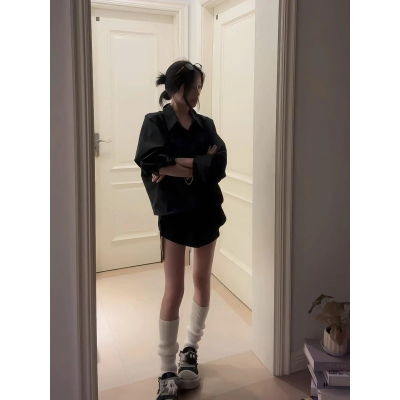 MARIE.COCO松弛感通勤穿搭设计感收腰衬衫上衣女高腰气质短裤套装