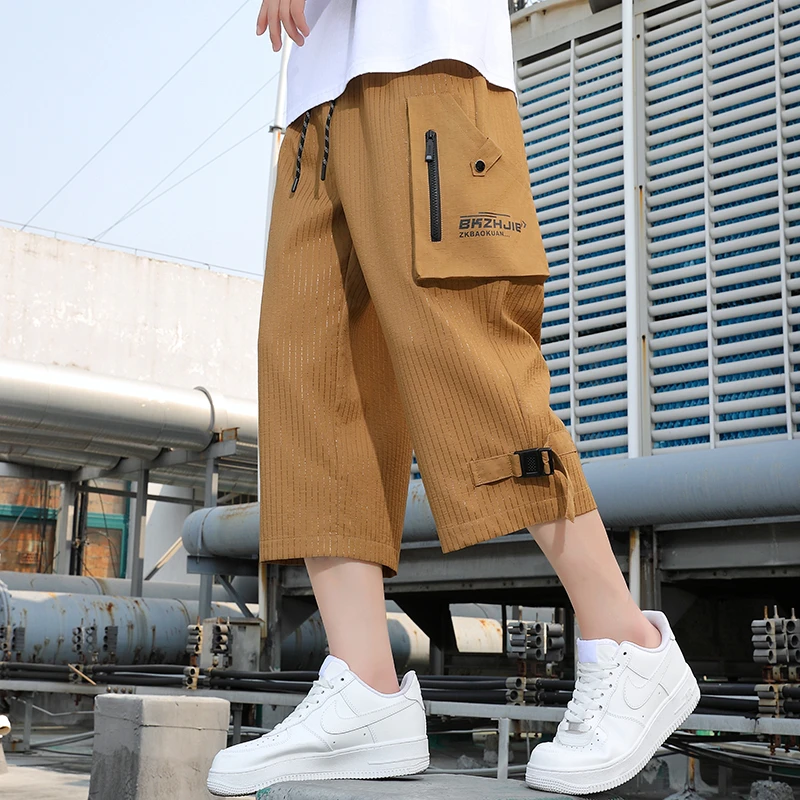 啄木鸟男士七分裤2025夏季潮牌直筒短裤宽松薄款中裤7分沙滩马裤