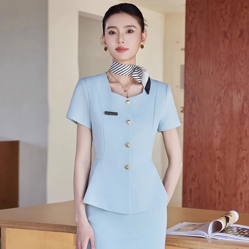 短袖西装套装女夏季美容院医美护肤职业正装美业师高端气质工作服