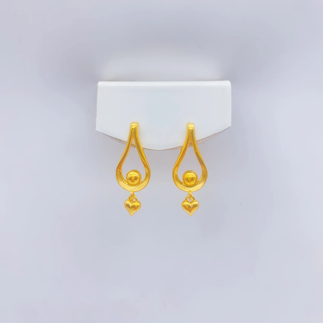 老庙黄金2足金5D港风水滴直针耳钉时尚简约个性潮流款1.64克