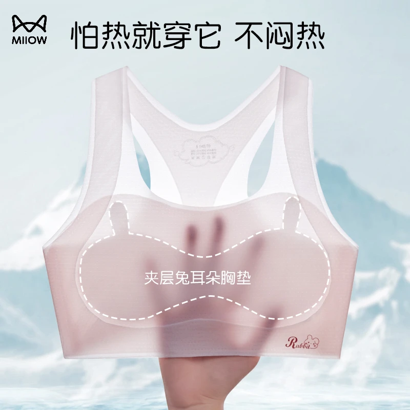 猫人少女文胸发育期内衣女生无钢圈抹胸运动背心初高中学生胸罩薄