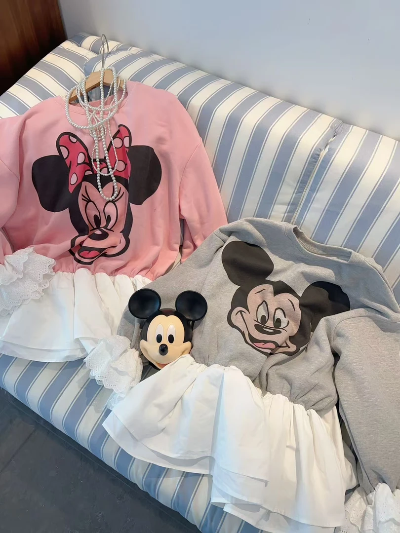 【钱呼呼】2025秋冬新款韩系可爱花边下摆设计卡通加绒卫衣女