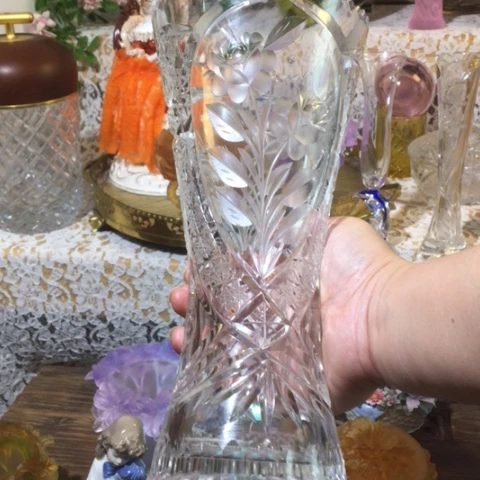 有机玻璃中古德国水晶花瓶微瑕