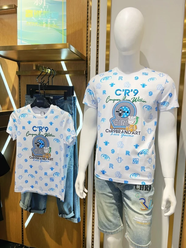 R9000男士2025春夏数码印花颜色白色短䄂53001921