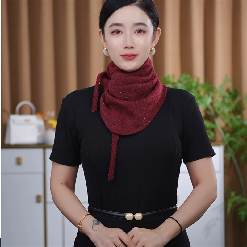 2025韩版秋季新款针织亮片女士百搭时尚围巾
