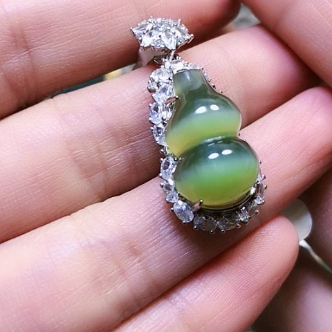 和田玉银S925镶嵌挂件