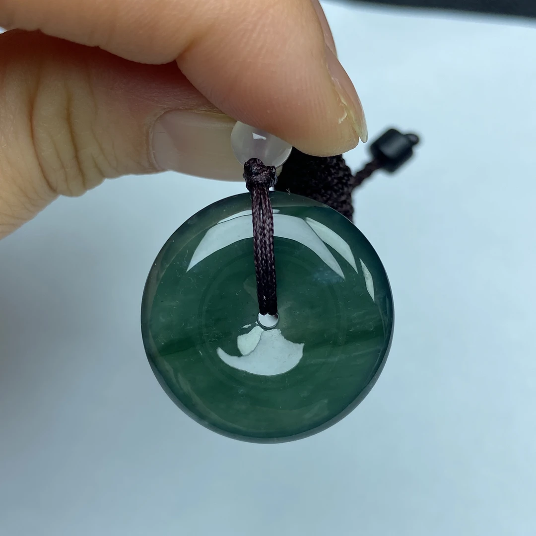 冰润精美平安扣挂坠天然翡翠a货24.5×5.7mm