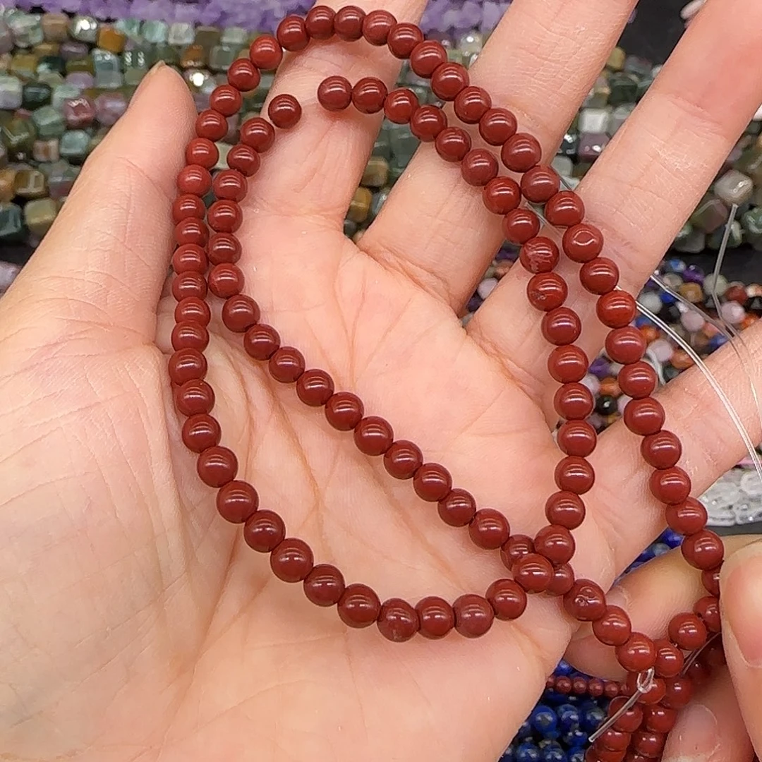 玛瑙/玉髓合金珠宝半成品红石4mm一条