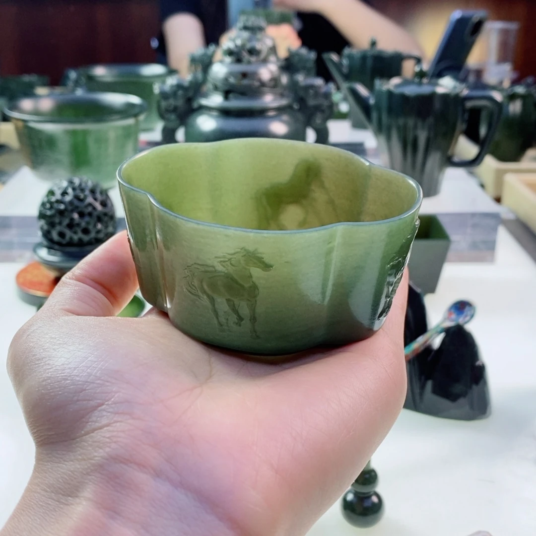 和田玉（青玉）未镶嵌摆件微瑕
