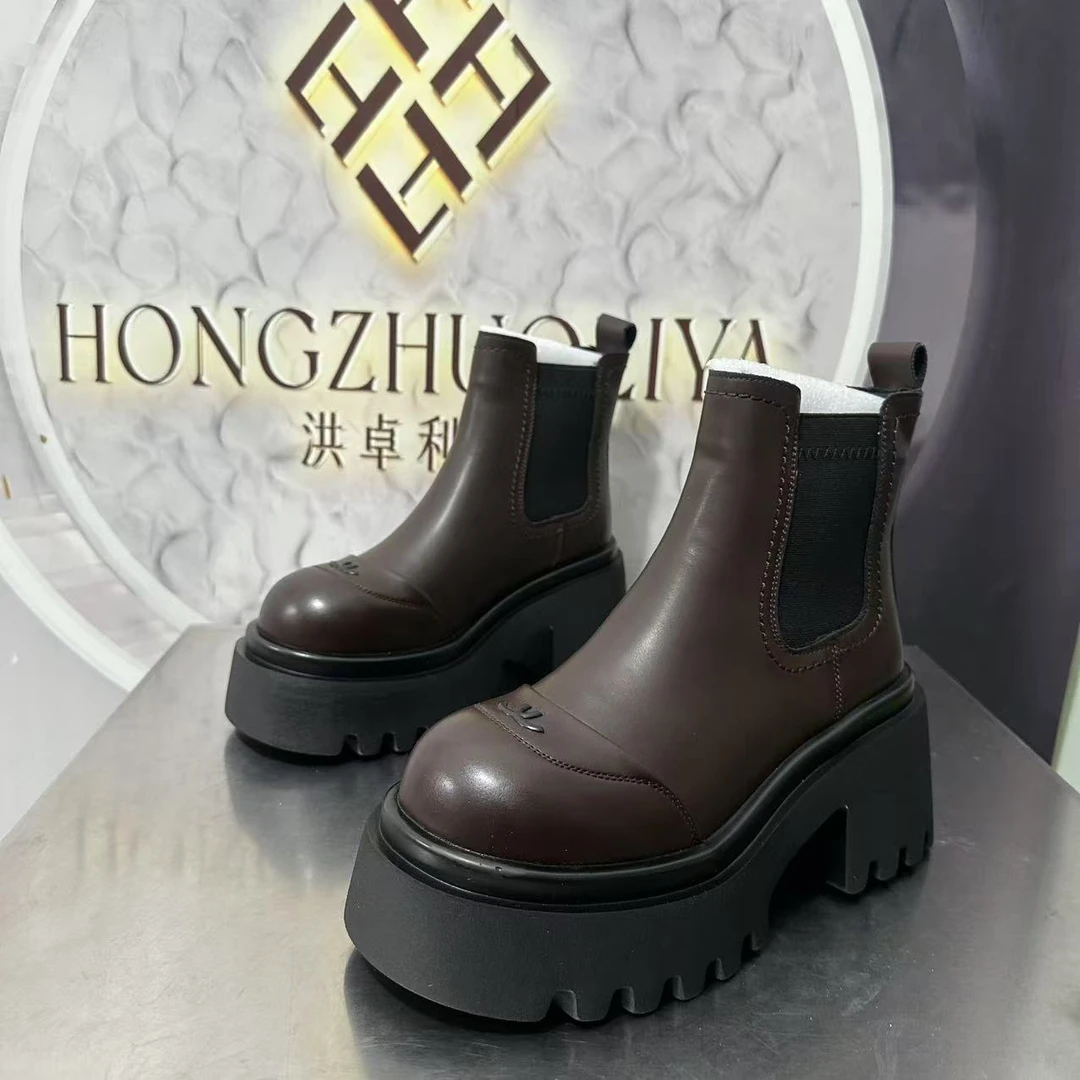 958-2新款2024棉里精品百搭潮流马丁靴中筒烟筒黑色女士春秋