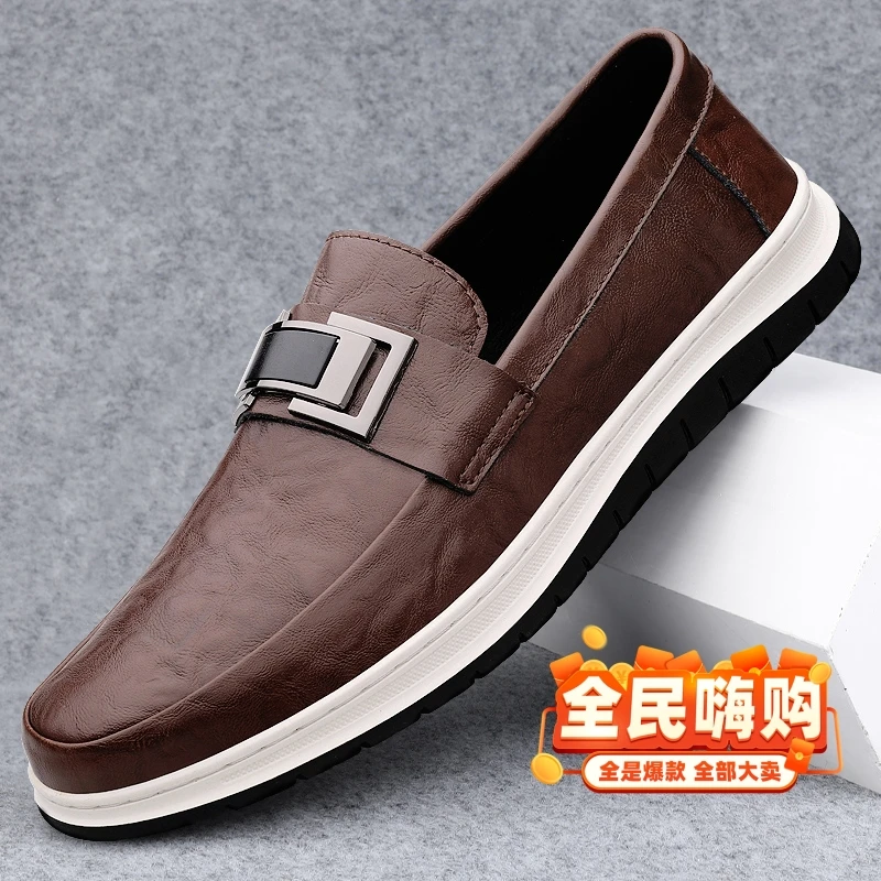 豆豆鞋男款2025新款鞋子夏季透气小皮鞋男士一脚蹬休闲鞋男鞋爆款