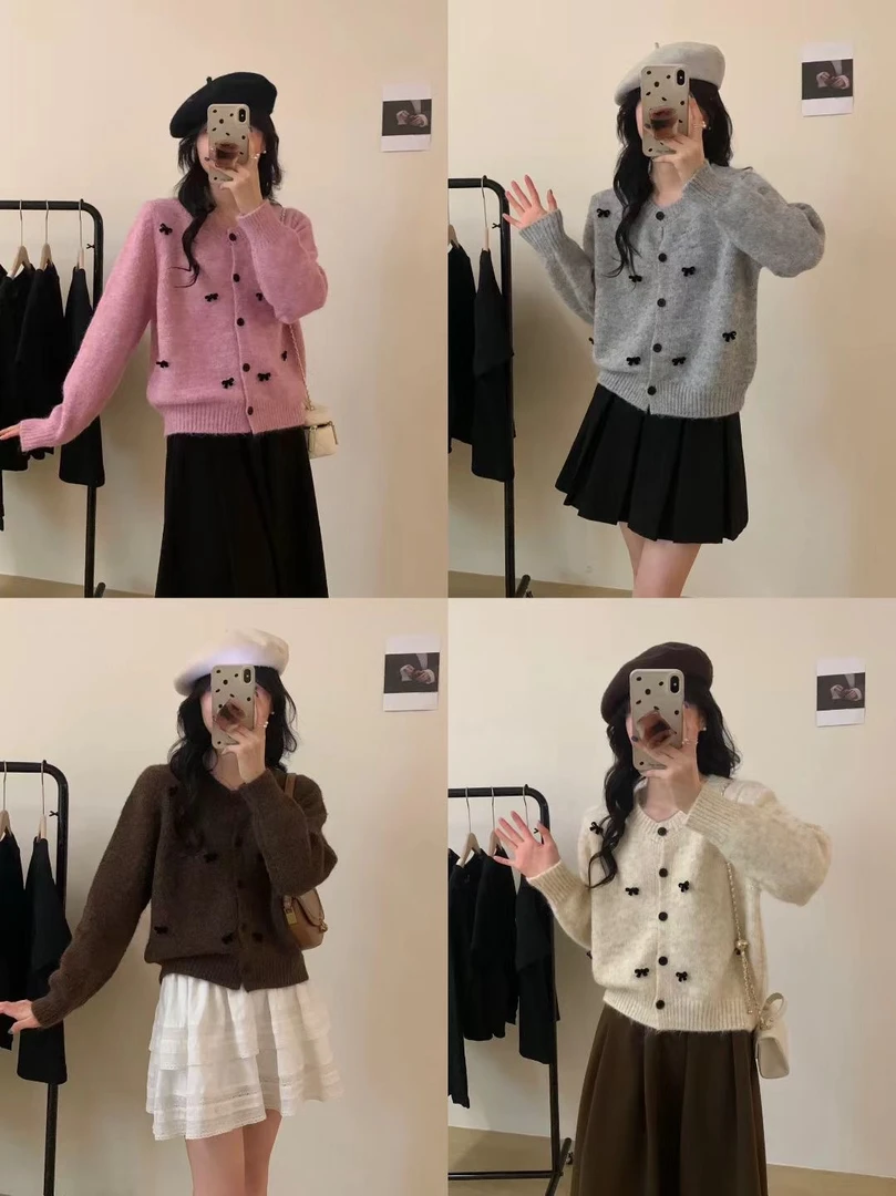 【小金家毛衫】新款甜美风圆领套头开衫薄厚孤品清仓