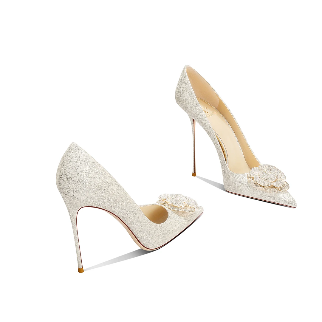 女士百搭宴会高跟鞋2025秋季新款浅金色公主风绝美气质礼服配裙子