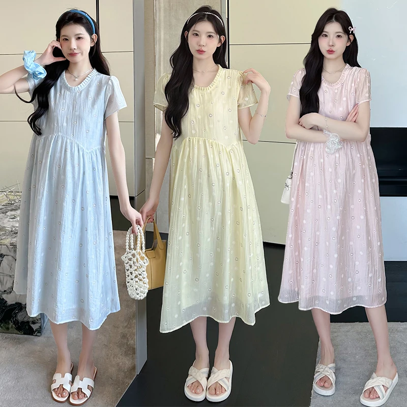 孕妇连衣裙2025夏装新款中长款裙子宽松显瘦孕妇装连衣裙夏季凉快