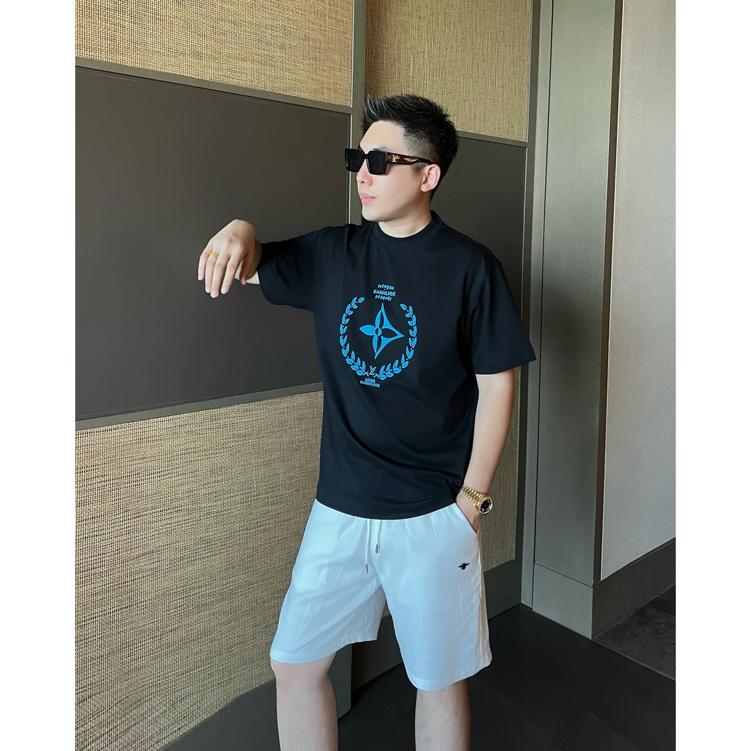 【老花麦穗】李查德夏秋老钱字母印花男士休闲半袖情侣短袖打底T恤