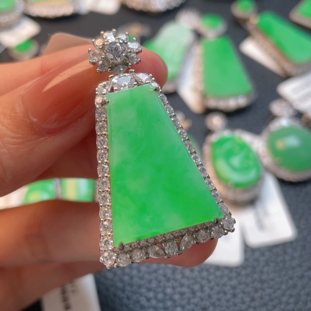 翡翠银S925镶嵌吊坠(不含链)