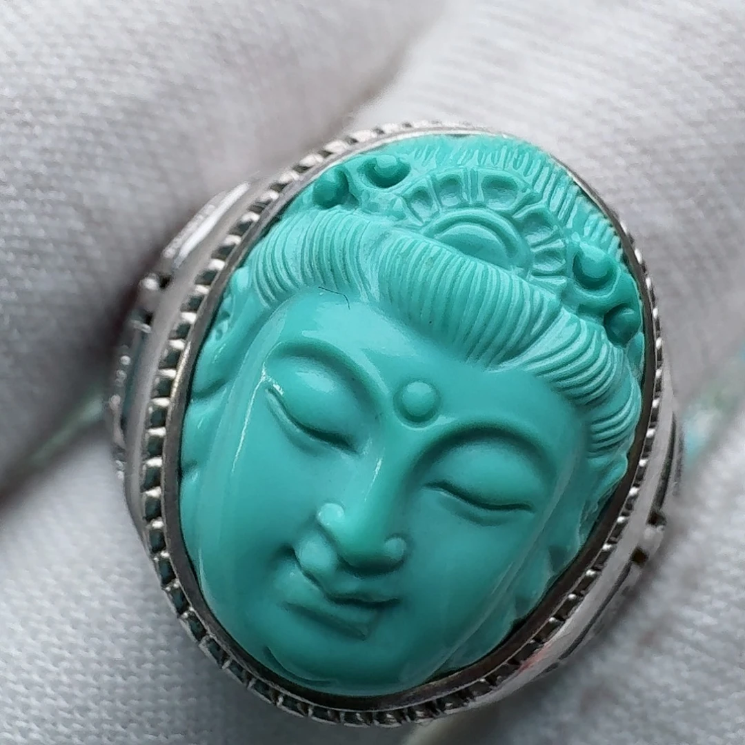 绿松石银S925镶嵌戒指