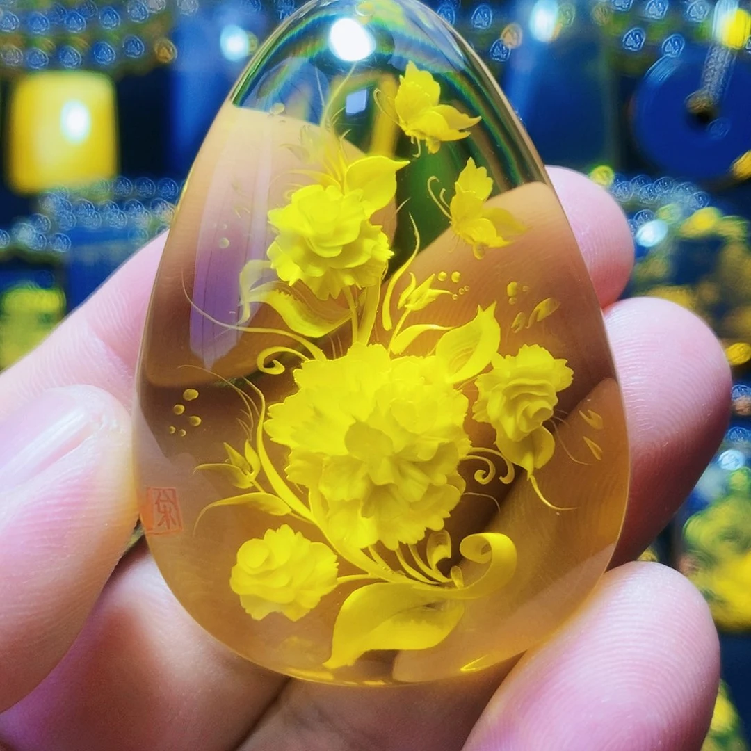 【闪购商品】金珀颈饰未镶嵌琥珀阴雕