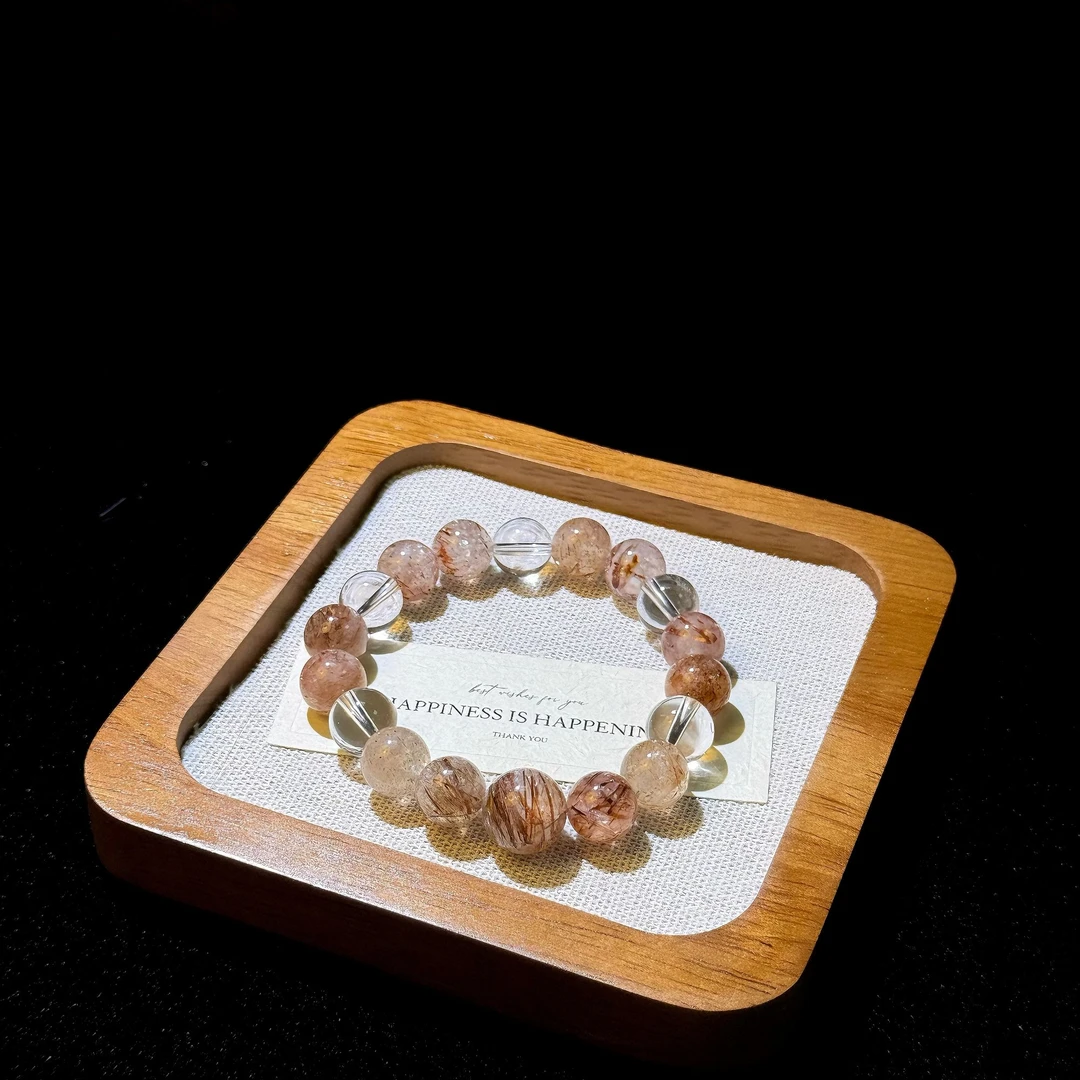 【源流】天然黑金超七白水晶C7水晶手串