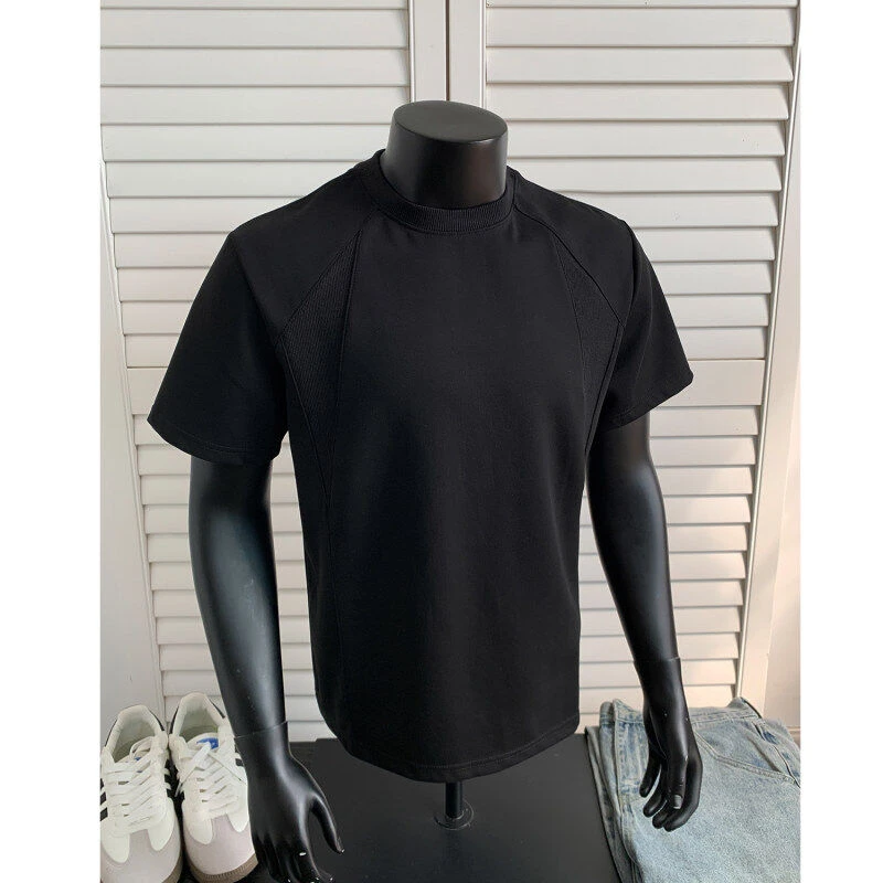 液氮空气层短款boxy正肩剪裁短款板正修身休闲百搭男士短袖T恤