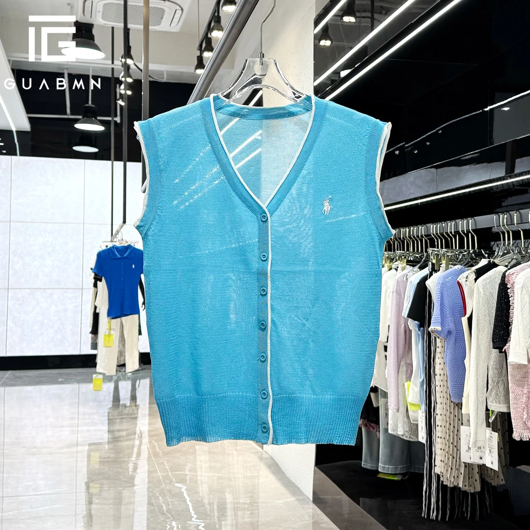 GUABMN2025夏季新品无袖修身百搭圆领镂空针织衫夏日穿搭5239