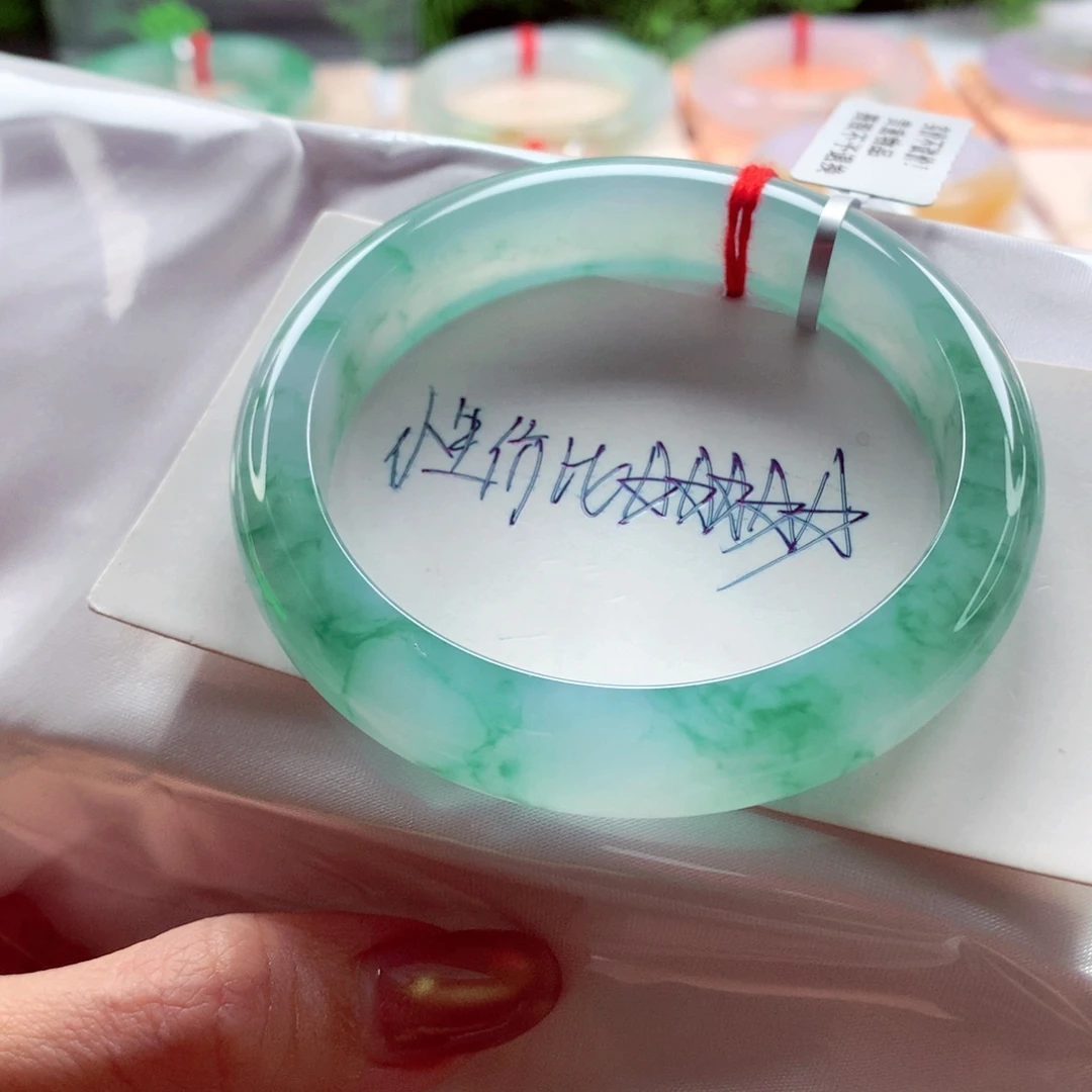 翡翠未镶嵌手镯55.5 绝美意境兰花 灵