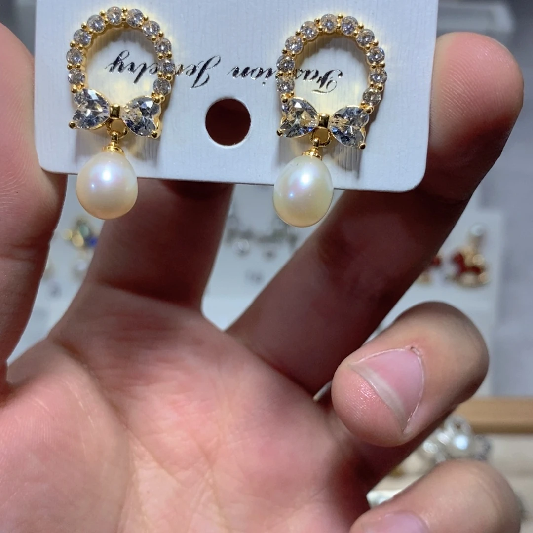 耳饰淡水珍珠银S925镶嵌