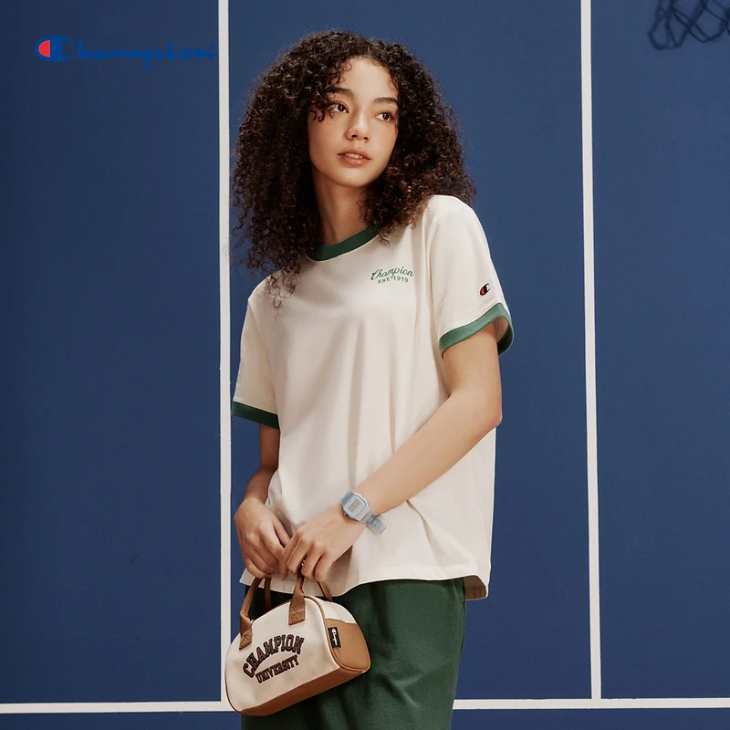 【巴图&博谷优享】Champion春夏拼色圆领短袖T恤休闲运动女