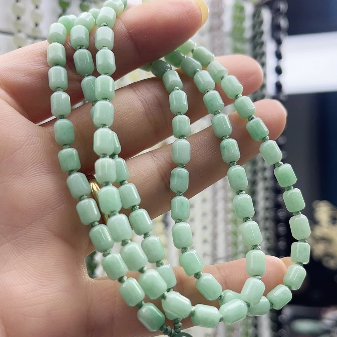 幸***主翡翠未镶嵌颈饰桶珠