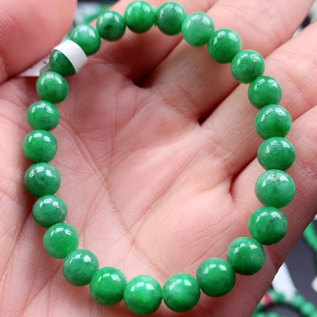 未镶嵌手链翡翠手串卡7.3料子干飘黑点清库存