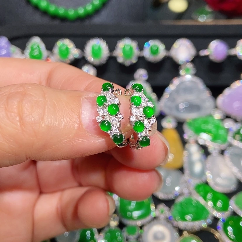 【闪购商品】翡翠耳饰未镶嵌天然翡翠