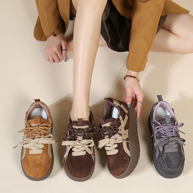 真皮加绒德训鞋阿甘鞋女款秋冬款百搭休闲轻便薄底鞋女6603