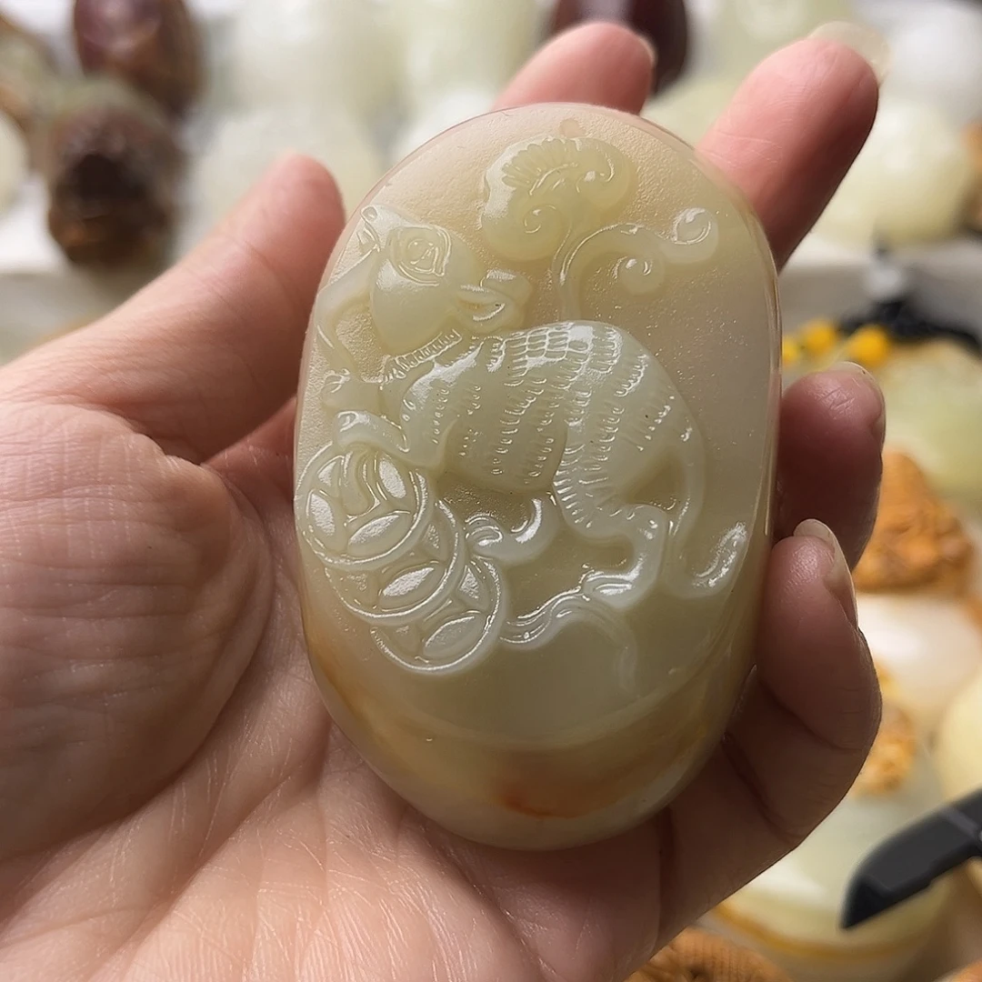 石材方解石手把摆件不退换鼠