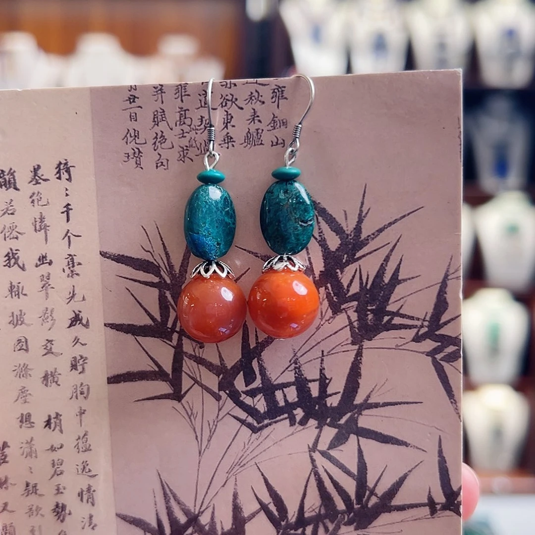 玛瑙/玉髓未镶嵌耳钉国风个性时尚潮流
