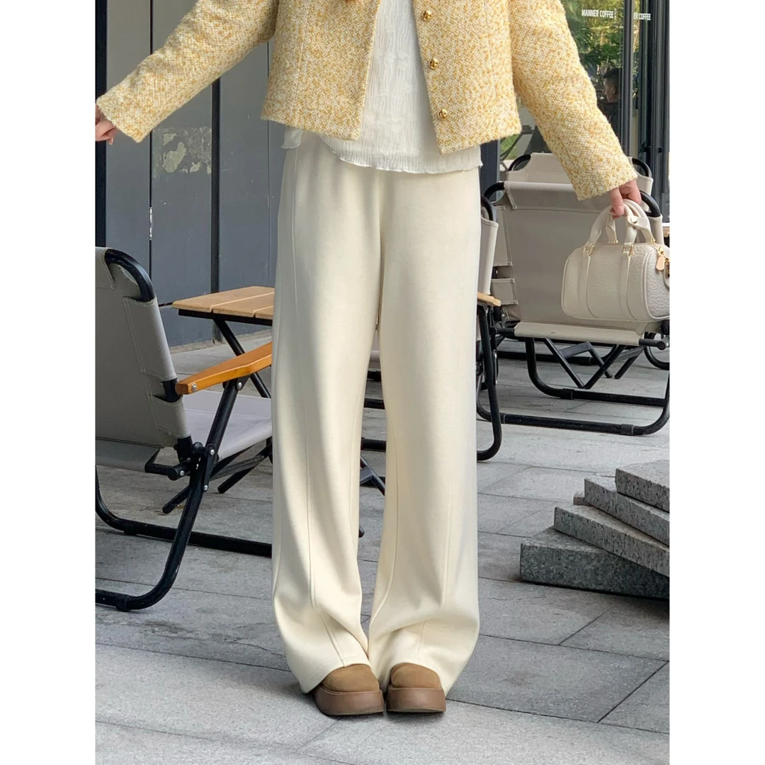 楠序乔乔微胖女装2025秋冬显瘦气质百搭高腰加绒休闲裤女DD11138